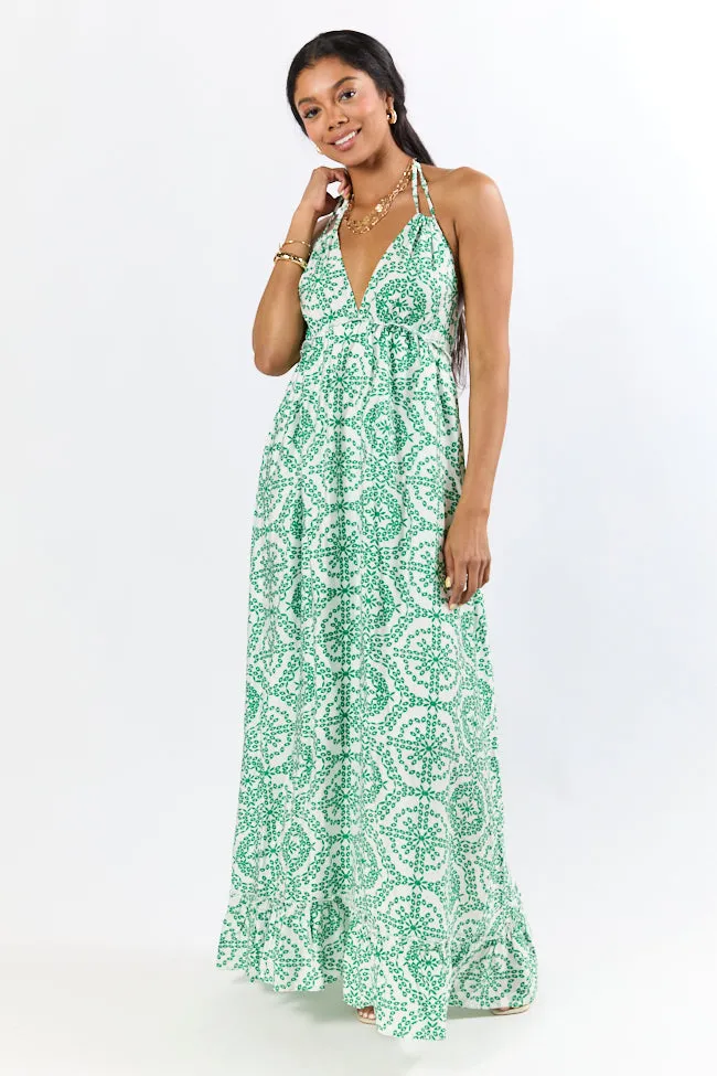 Charleston Charm Green and Ivory Printed Maxi Dress FINAL SALE sold by Pink Lily product image thumbnail 4