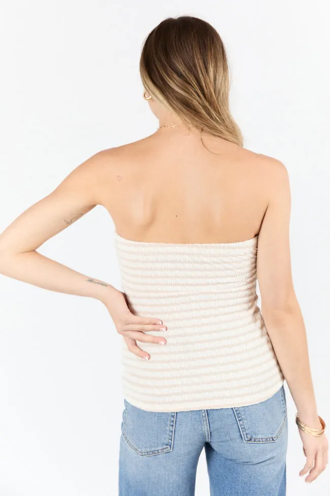 About Yesterday Taupe Textured Knit Stripe Strapless Top sold by Pink Lily product image thumbnail 5