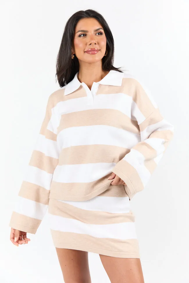 Seeing Double Neutral Striped Long Sleeve Sweater FINAL SALE sold by Pink Lily product image thumbnail 3