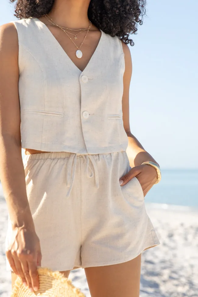 Here and There Linen Vest and Pull On Short Set sold by Pink Lily product image thumbnail 2