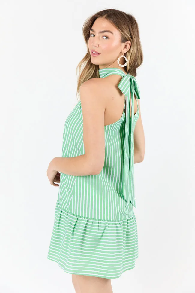Firefly Glow Green and Ivory Striped Halter Neck Dress FINAL SALE sold by Pink Lily product image thumbnail 4