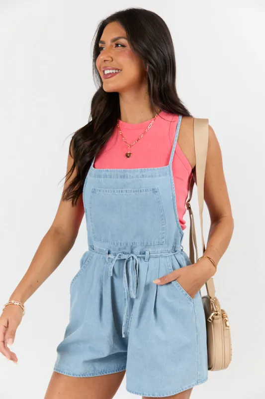 Better Perspective Blue Chambray Pull On Romper FINAL SALE sold by Pink Lily