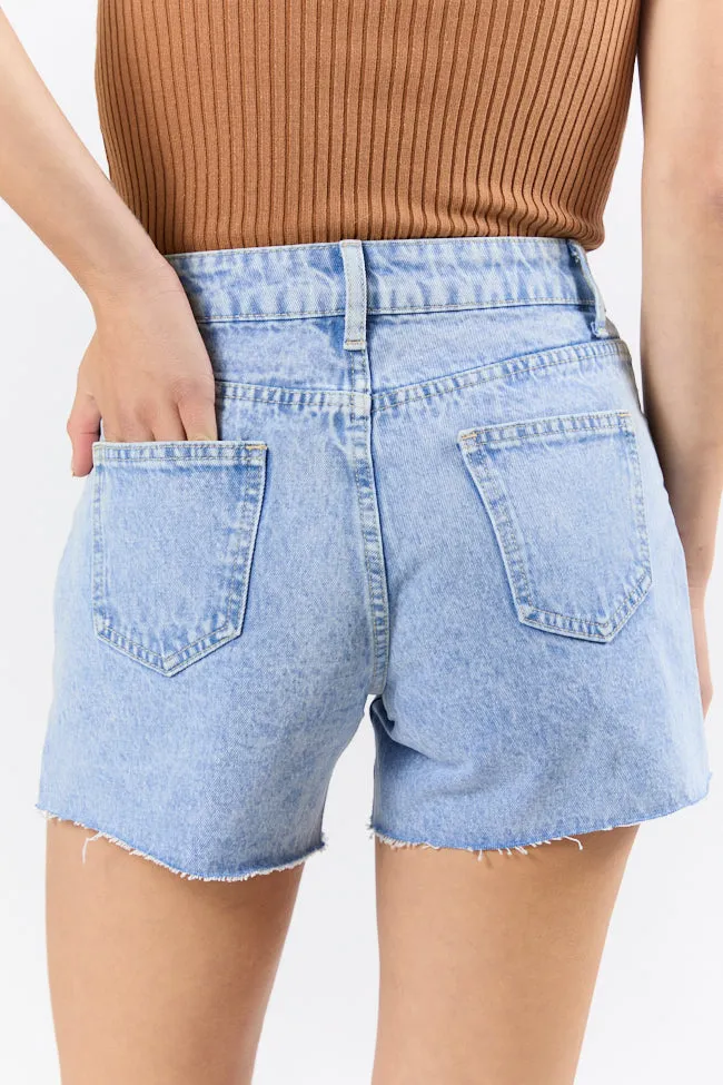 Nights Abroad Light Wash Distressed Denim Shorts FINAL SALE sold by Pink Lily product image thumbnail 4
