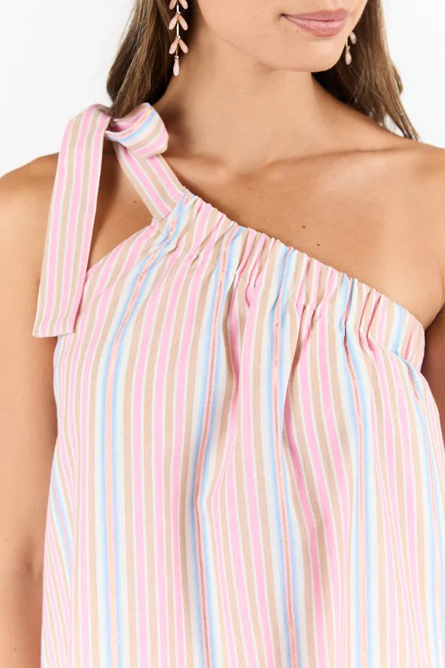 All Day Long Multi Striped One Shoulder Mini Dress FINAL SALE sold by Pink Lily product image thumbnail 2