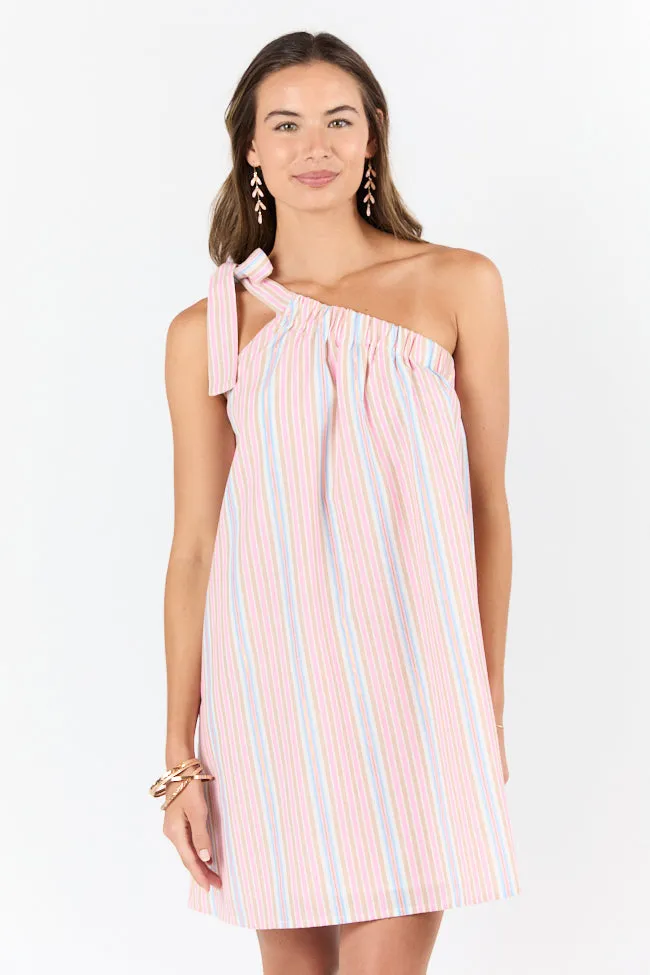 All Day Long Multi Striped One Shoulder Mini Dress FINAL SALE sold by Pink Lily product image thumbnail 3