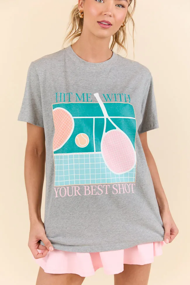 Hit Me With Your Best Shot Light Grey Graphic Tee sold by Pink Lily product image thumbnail 2