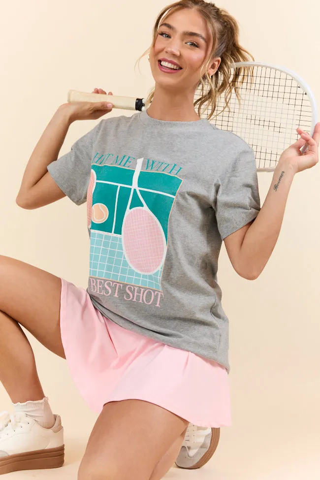 Hit Me With Your Best Shot Light Grey Graphic Tee sold by Pink Lily product image thumbnail 4