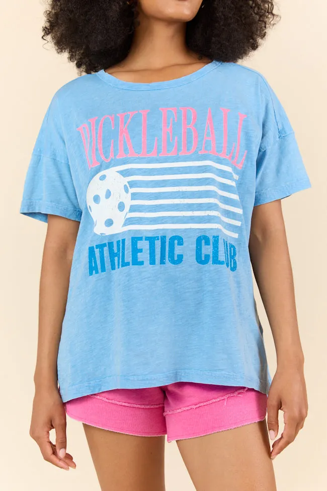 Pickleball Athletic Club Blue Spilt Hem Graphic Tee sold by Pink Lily product image thumbnail 5
