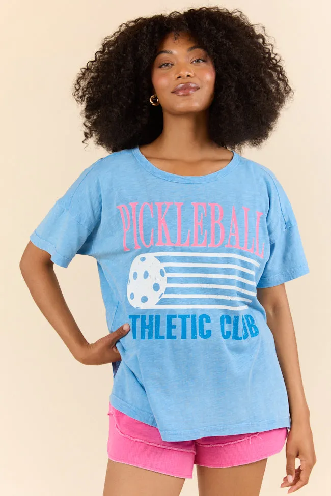 Pickleball Athletic Club Blue Spilt Hem Graphic Tee sold by Pink Lily product image thumbnail 3