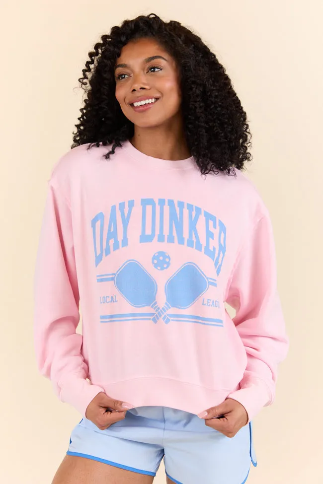 Day Dinker Soft Pink Raw Hem Fleece Graphic Sweatshirt sold by Pink Lily product image thumbnail 2