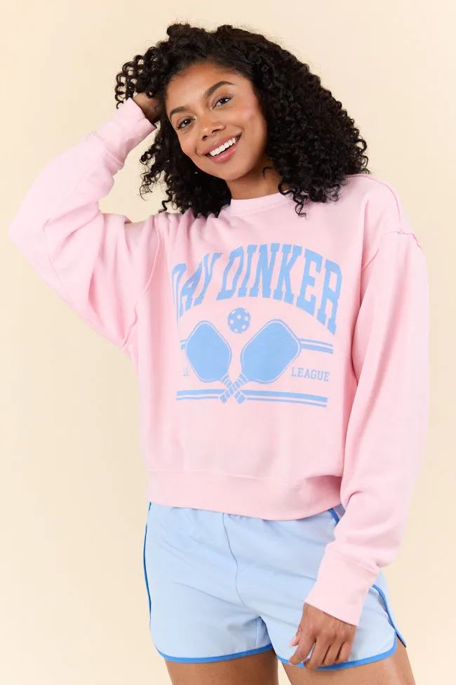 Day Dinker Soft Pink Raw Hem Fleece Graphic Sweatshirt sold by Pink Lily product image thumbnail 4