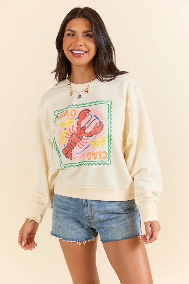Ciao Ciao Cream Raw Hem Fleece Graphic Sweatshirt sold by Pink Lily product image thumbnail 2