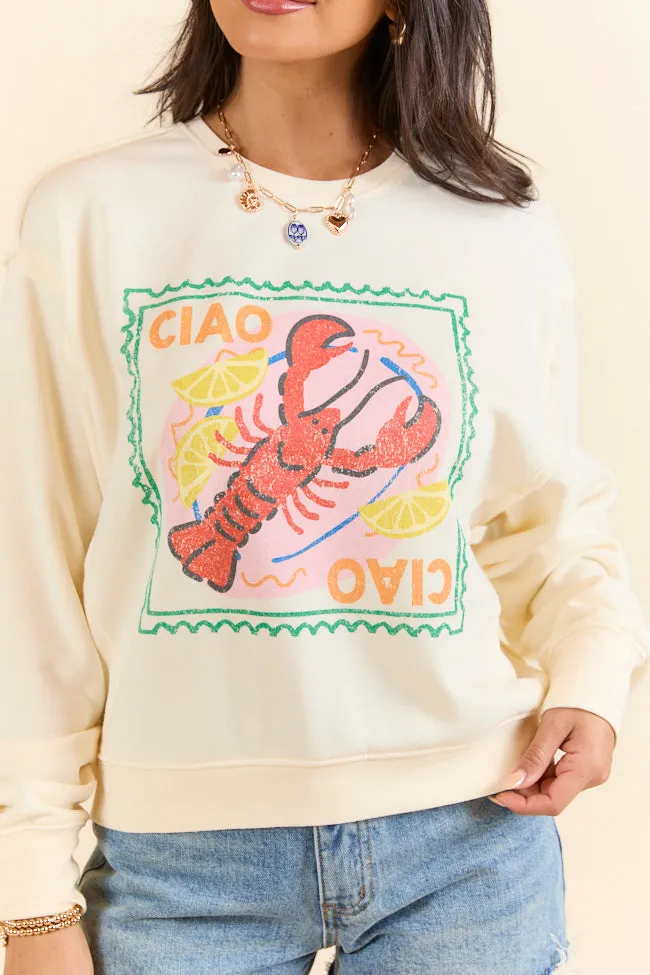 Ciao Ciao Cream Raw Hem Fleece Graphic Sweatshirt sold by Pink Lily product image thumbnail 3