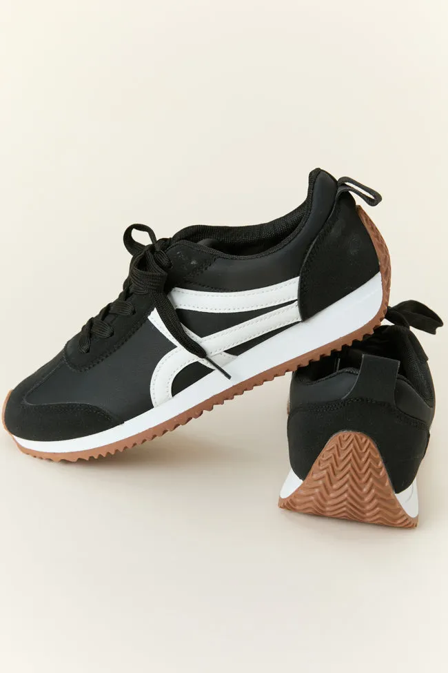 Madeline Black Stripe Sneakers SALE sold by Pink Lily