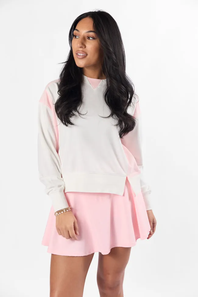 Overtime Pink and White Color Block Sweatshirt FINAL SALE sold by Pink Lily product image thumbnail 3