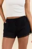 Secret Place Black Lace Trim Gauze Pull On Shorts sold by Pink Lily