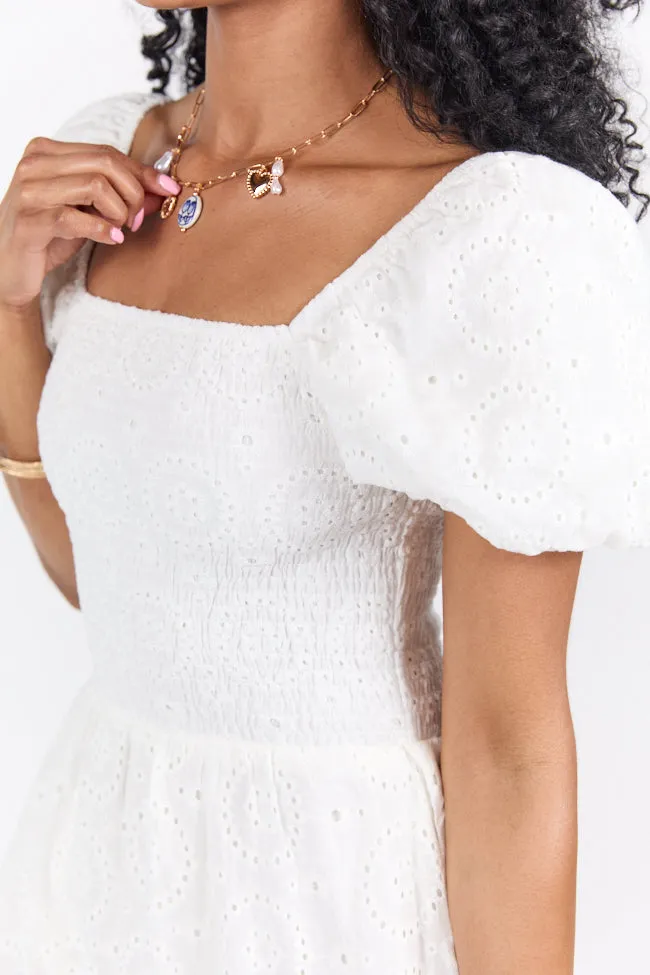 Forget Me Not White Eyelet Short Sleeve Midi Dress FINAL SALE sold by Pink Lily product image thumbnail 2