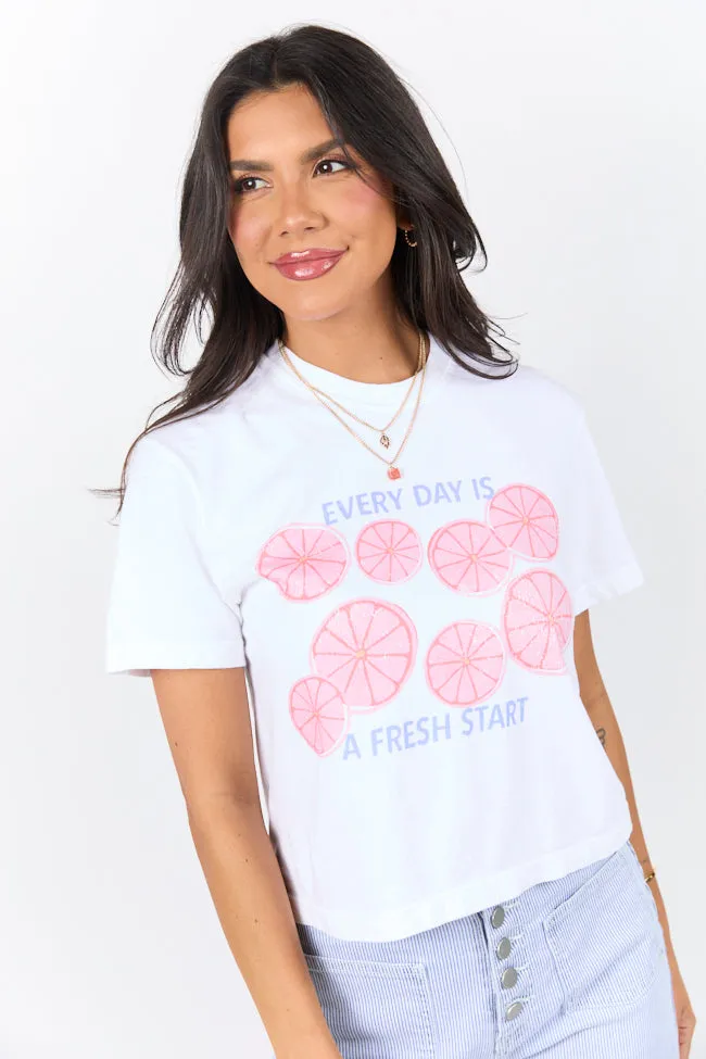 Every Day Is A Fresh Start White Women's Boxy Graphic Tee sold by Pink Lily product image thumbnail 5