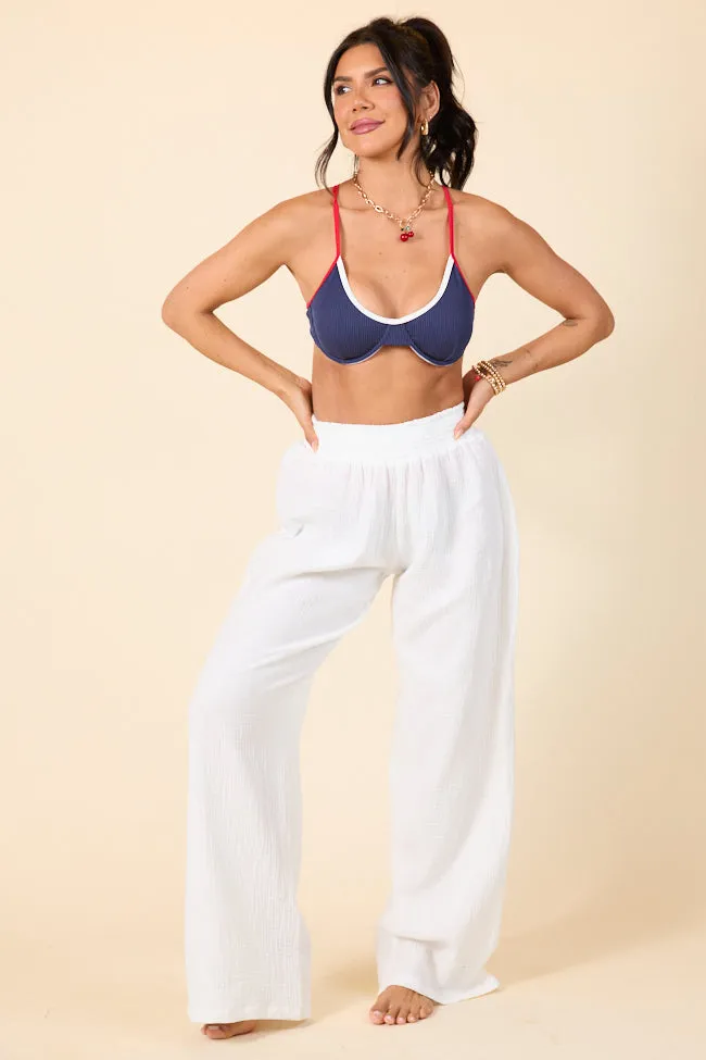 Patriotic Paradise Red, White, and Navy Ribbed Colorblock Bikini Top sold by Pink Lily product image thumbnail 4