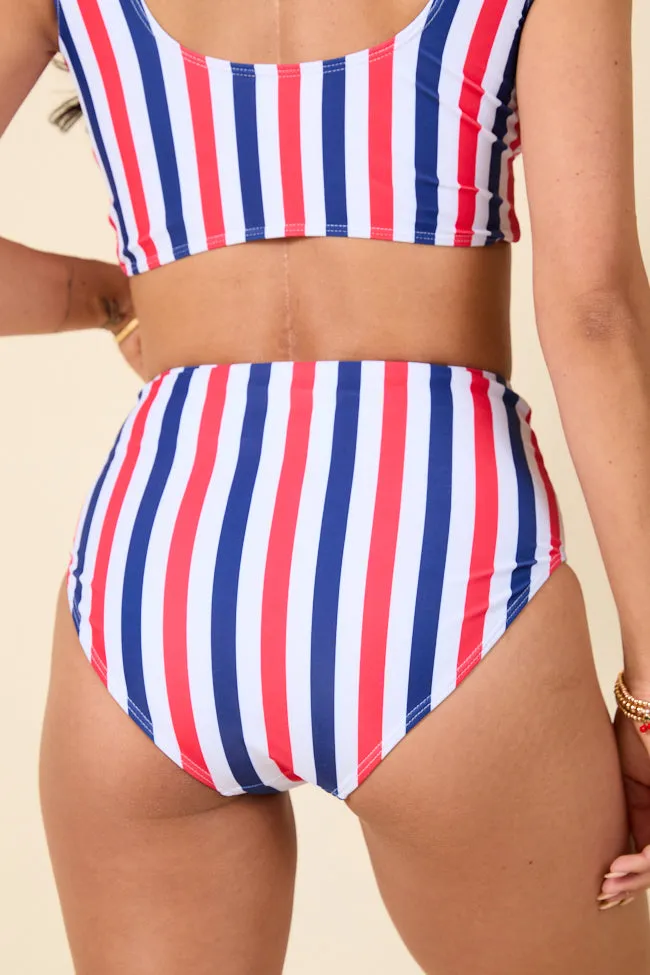 American Dreams Red, White, and Blue Striped High Waisted Bikini Bottoms FINAL SALE sold by Pink Lily product image thumbnail 5
