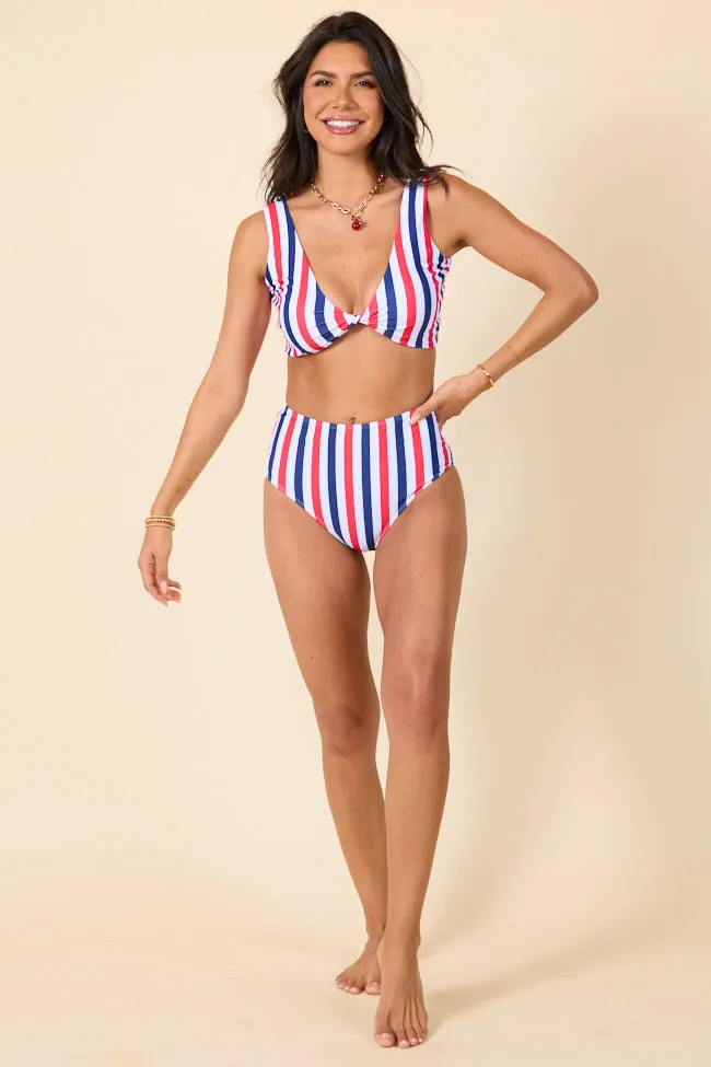 American Dreams Red, White, and Blue Striped High Waisted Bikini Bottoms FINAL SALE sold by Pink Lily product image thumbnail 2