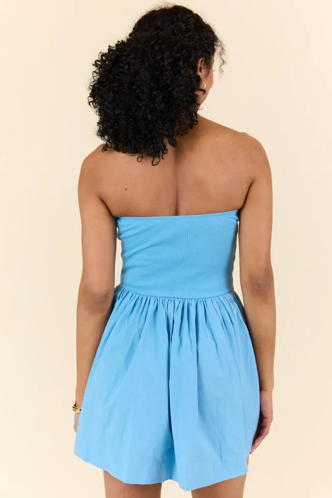 Ready By Noon Blue Strapless Fit and Flare Dress SALE sold by Pink Lily product image thumbnail 4