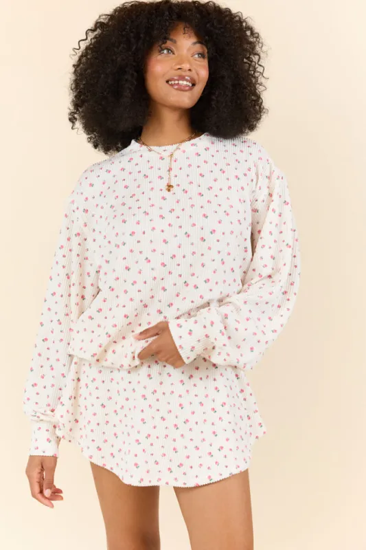 Just Focus Ivory Florette Long Sleeve Shirt FINAL SALE sold by Pink Lily