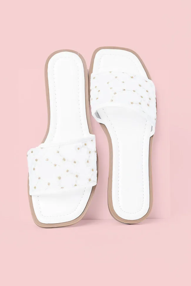Adeline White Mesh Floral Sandals FINAL SALE sold by Pink Lily
