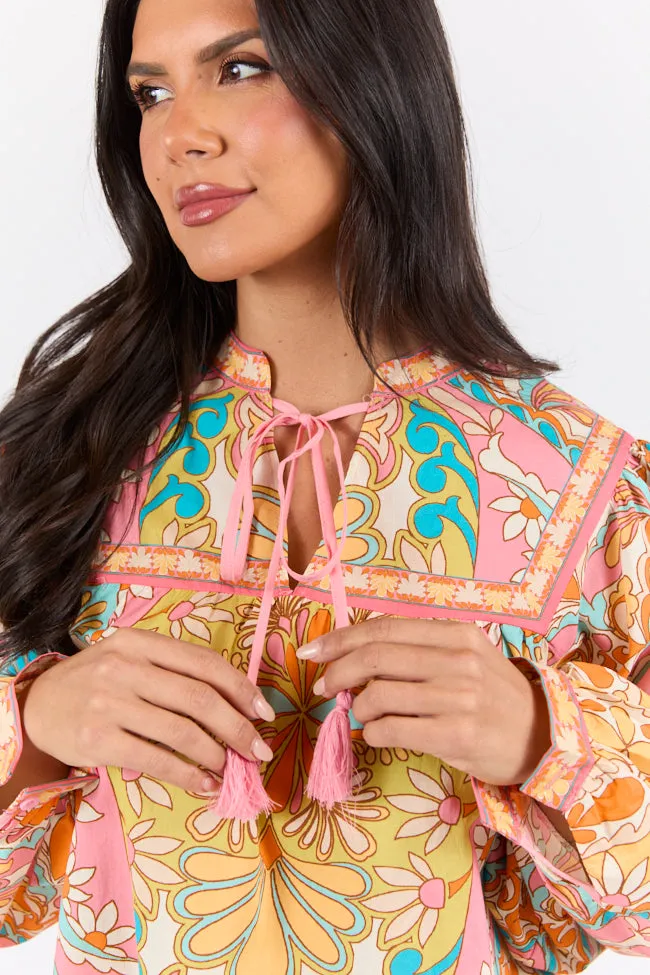 Mosaic Gardens Purple Printed Long Sleeve Blouse FINAL SALE sold by Pink Lily product image thumbnail 2