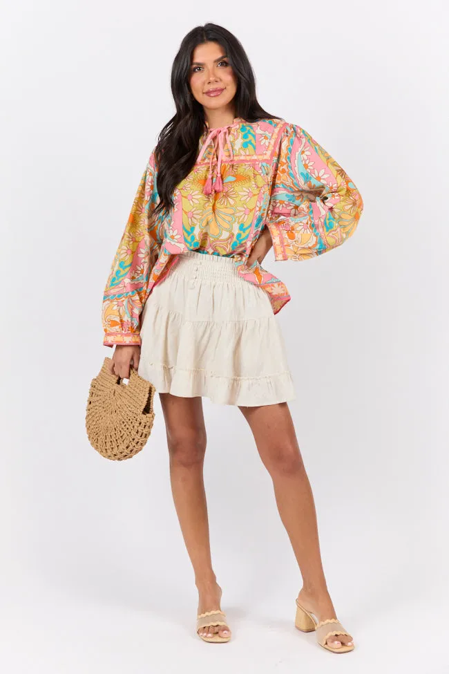 Mosaic Gardens Purple Printed Long Sleeve Blouse FINAL SALE sold by Pink Lily product image thumbnail 3