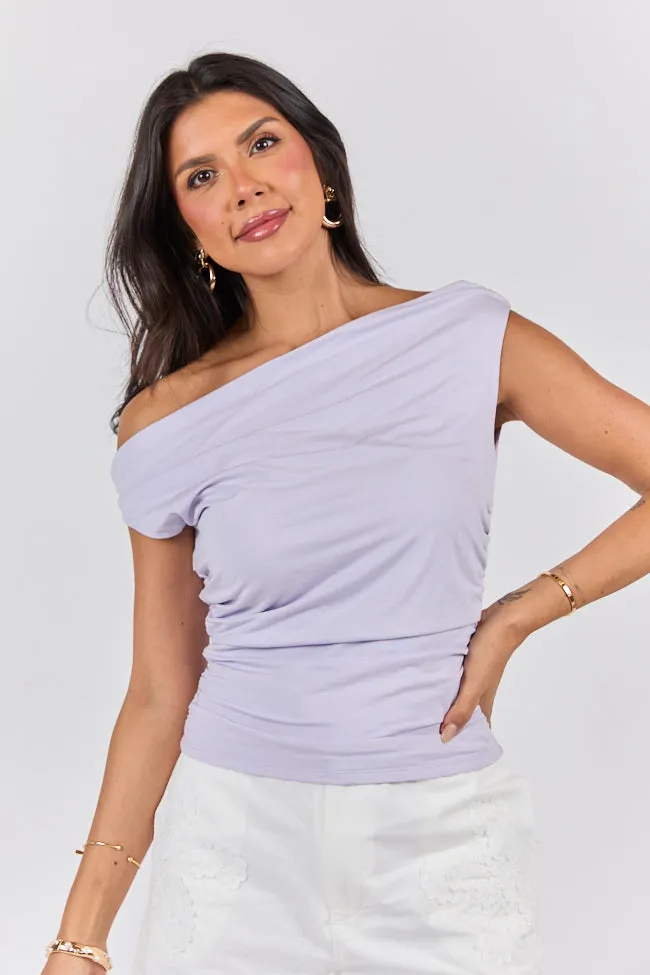 Off Topic Purple Ruched Off The Shoulder Knit Top SALE sold by Pink Lily product image thumbnail 4