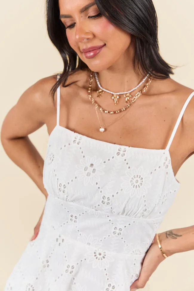 Short and Sweet White Eyelet Mini Dress SALE sold by Pink Lily product image thumbnail 2