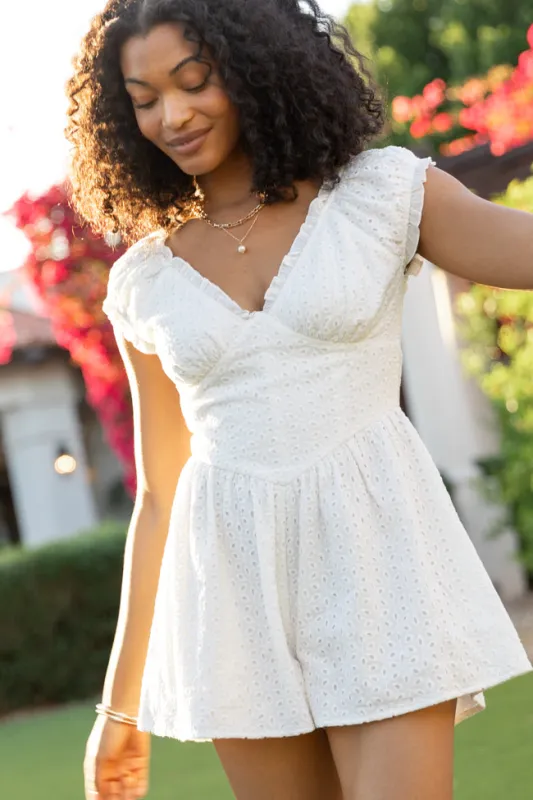 Ever After White Eyelet Romper FINAL SALE sold by Pink Lily