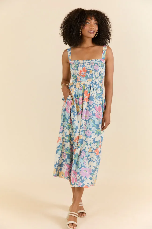 In My Hands Printed Smocked Midi Dress FINAL SALE sold by Pink Lily