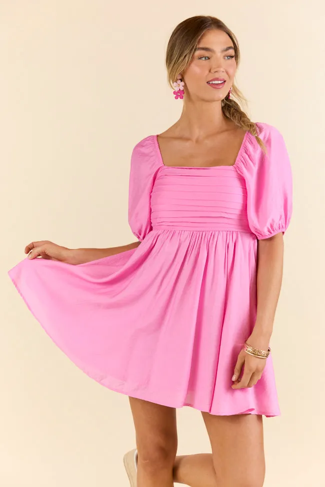 Take Your Time Pink Pleated Short Sleeve Mini Dress FINAL SALE sold by Pink Lily product image thumbnail 2