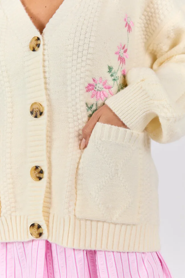 Up To Fate Cream and Pink Multi Floral Embroidered Cardigan FINAL SALE sold by Pink Lily product image thumbnail 2