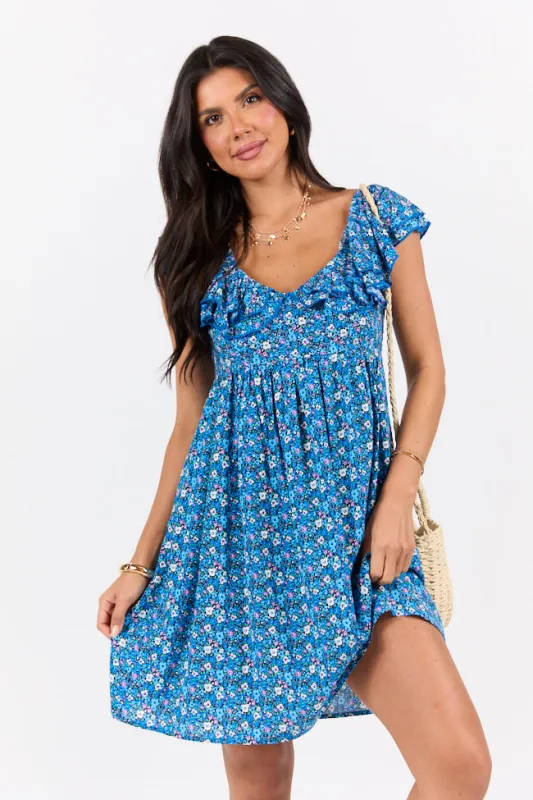 Blooming Blues Floral Mini Dress FINAL SALE sold by Pink Lily