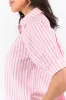 Just For Fun Pink Striped Button Down Short Sleeve Top sold by Pink Lily