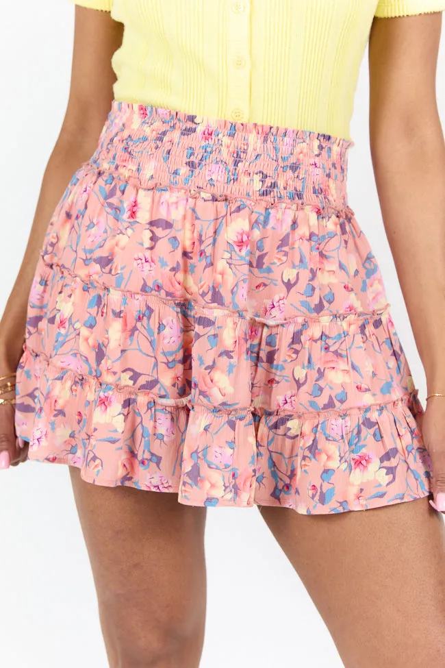 Through The Garden Coral Multi Color Floral Mini Skort FINAL SALE sold by Pink Lily