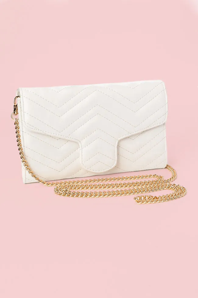 White Chevron Crossbody Purse FINAL SALE sold by Pink Lily