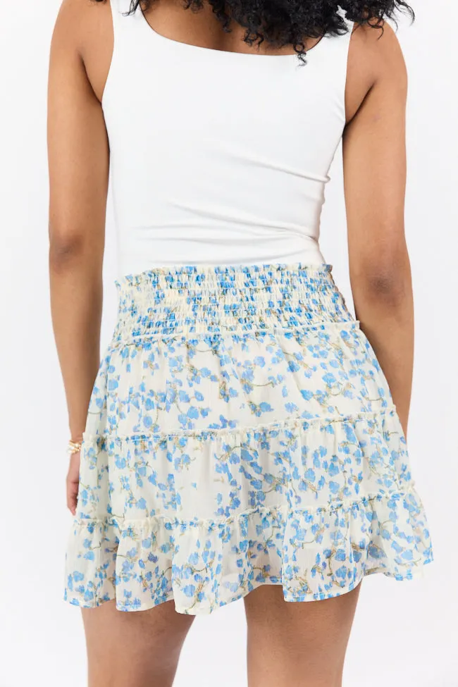 Through The Garden Blue Multi Color Floral Mini Skort sold by Pink Lily product image thumbnail 5