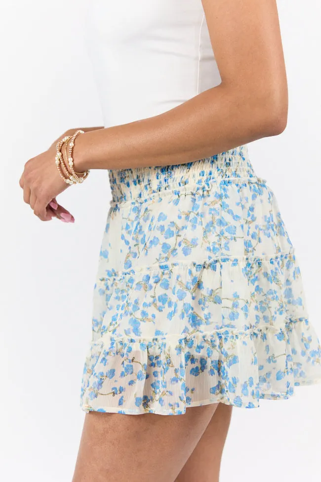 Through The Garden Blue Multi Color Floral Mini Skort sold by Pink Lily product image thumbnail 4
