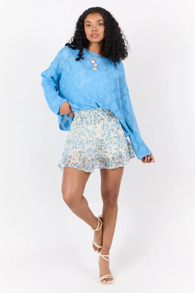 Through The Garden Blue Multi Color Floral Mini Skort sold by Pink Lily product image thumbnail 3
