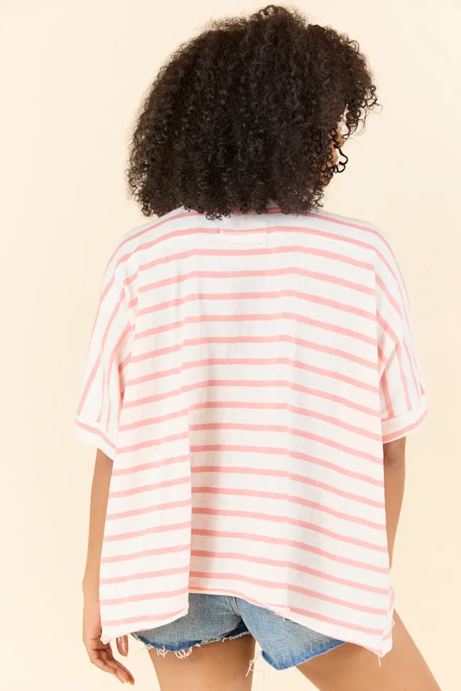 Everyday Adventures Coral Oversized Stripe Tee FINAL SALE sold by Pink Lily product image thumbnail 5