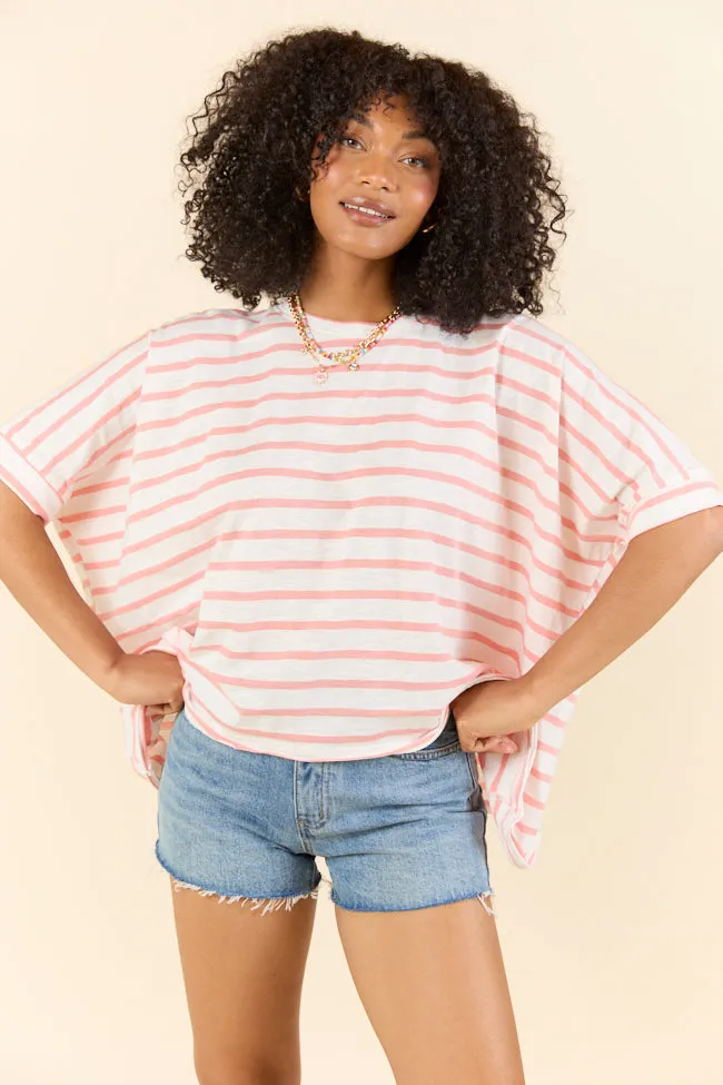Everyday Adventures Coral Oversized Stripe Tee FINAL SALE sold by Pink Lily product image thumbnail 3