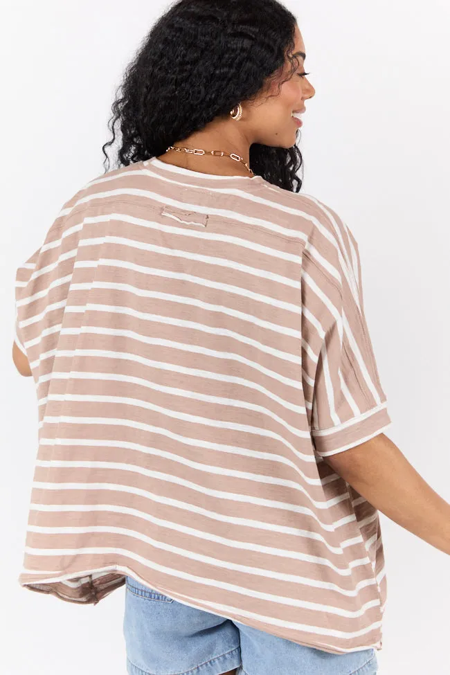 Everyday Adventures Tan Oversized Stripe Tee FINAL SALE sold by Pink Lily product image thumbnail 5