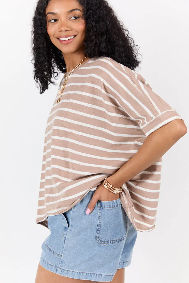 Everyday Adventures Tan Oversized Stripe Tee FINAL SALE sold by Pink Lily product image thumbnail 4