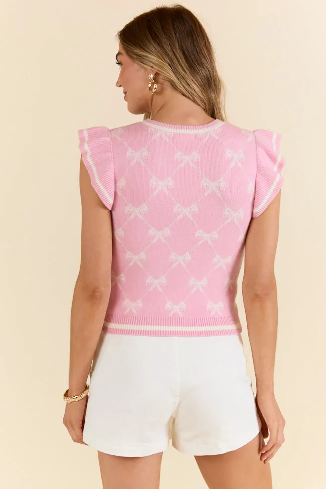 Pretty In Pink Bow Print Short Sleeve Sweater FINAL SALE sold by Pink Lily product image thumbnail 5
