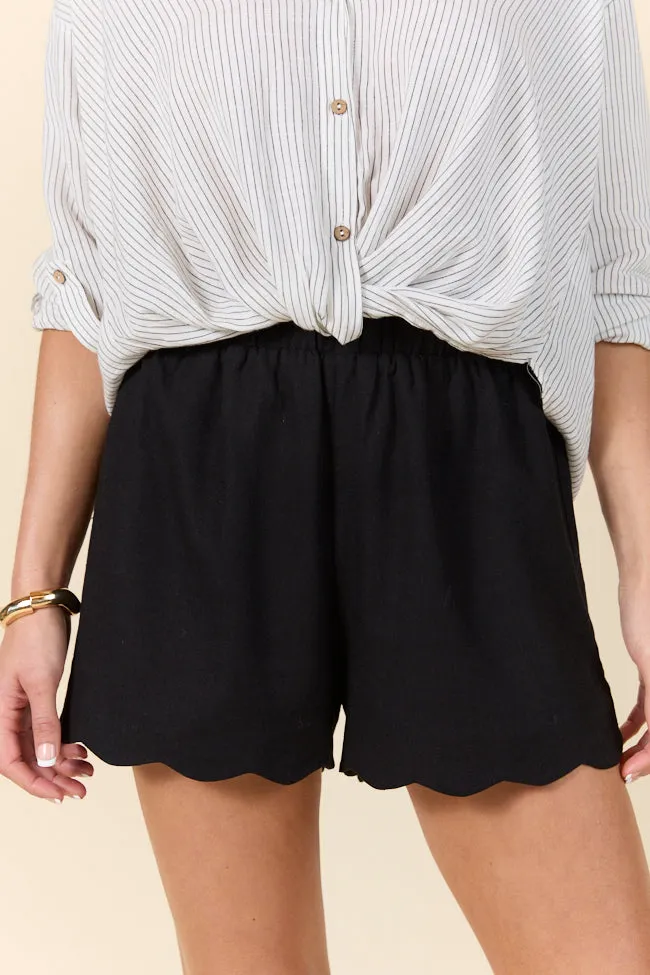Elegant Edge Black Scalloped Trim Pull On Shorts FINAL SALE sold by Pink Lily