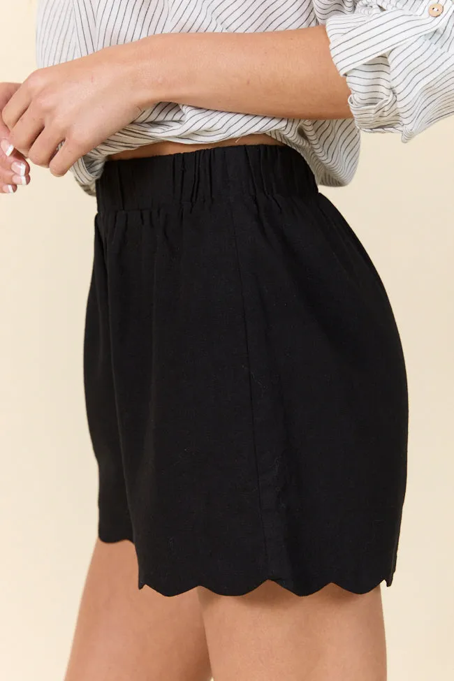 Elegant Edge Black Scalloped Trim Pull On Shorts FINAL SALE sold by Pink Lily product image thumbnail 3